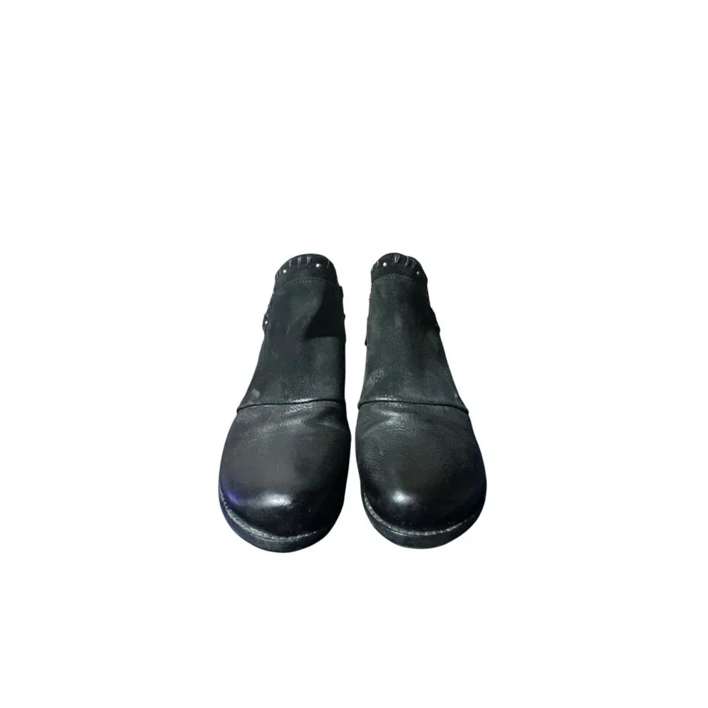 Miz Mooz Lacie Ankle Black Boots Womens 8 EU 38 Black Leather Side Zip Scrunched